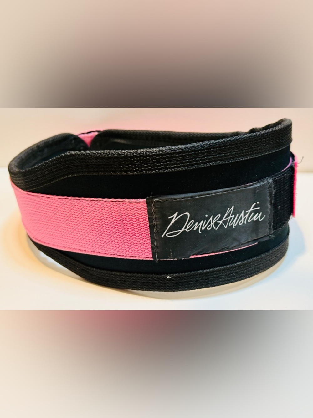 Denise Austin Waist Trimmer Belt Pink Black Workout Waist Trainer 20”